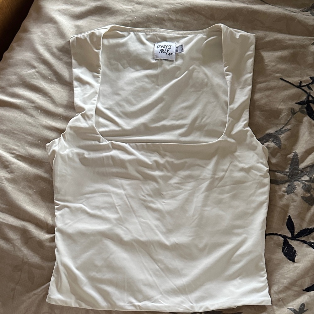 Princess Polly Cream Square Neck Tank
